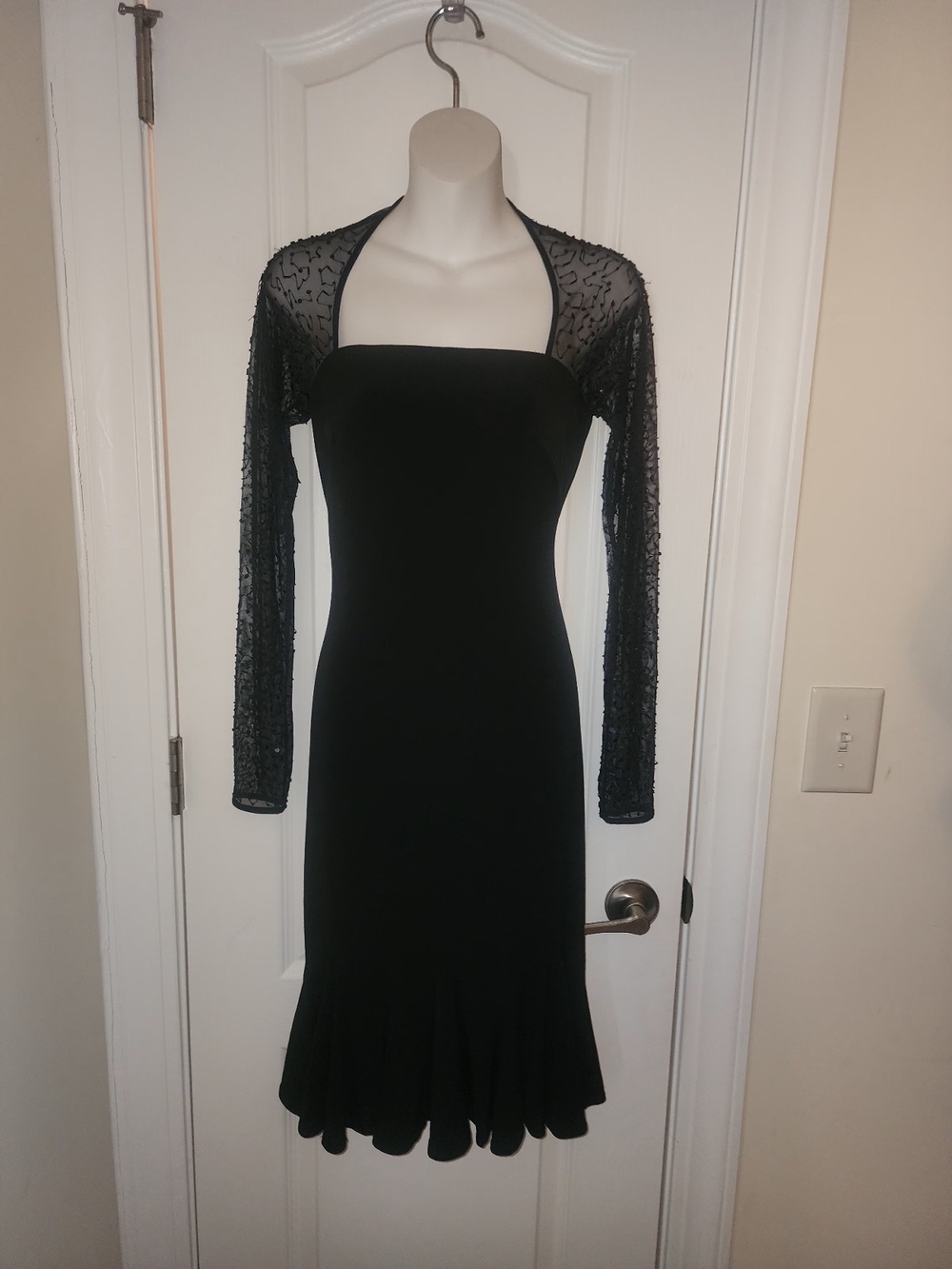 Black Sheer-Sleeve Strapless Dress - Women's Elegant Cocktail Dress